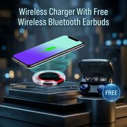 Wireless Charger With Free Wireless Bluetooth Earbuds (FWC3)
